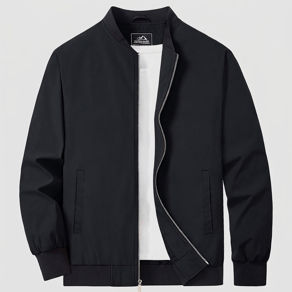 Bomber Jacket Windbreaker Ribbed Water-Resistant