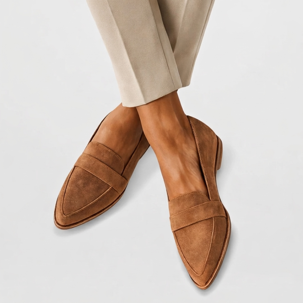Orthopedic Loafers Suede-Look Pointed Toe Supportive