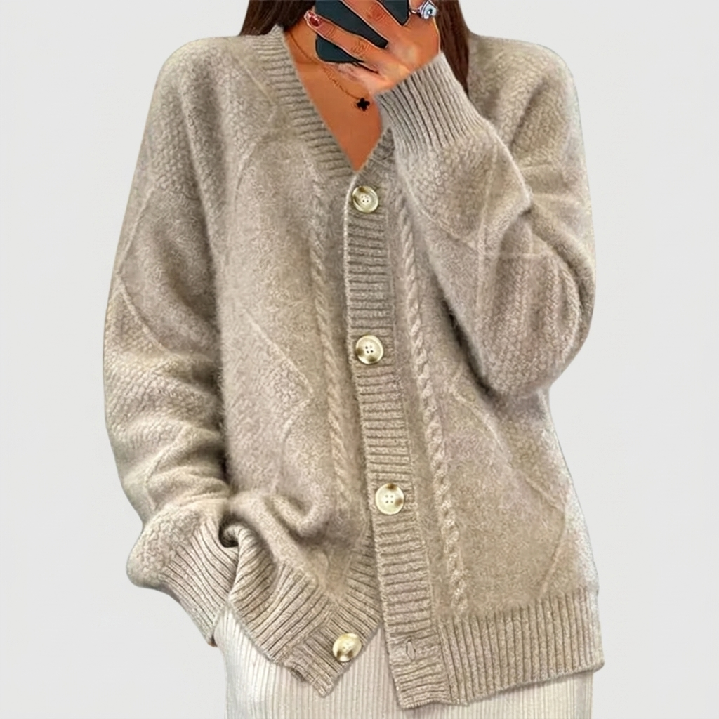 Soft Knit Cardigan Button-Front Long Sleeve