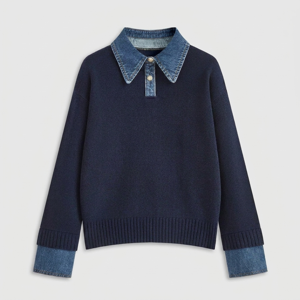 Panel Lapel Sweater Two-in-One Knit