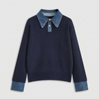Panel Lapel Sweater Two-in-One Knit