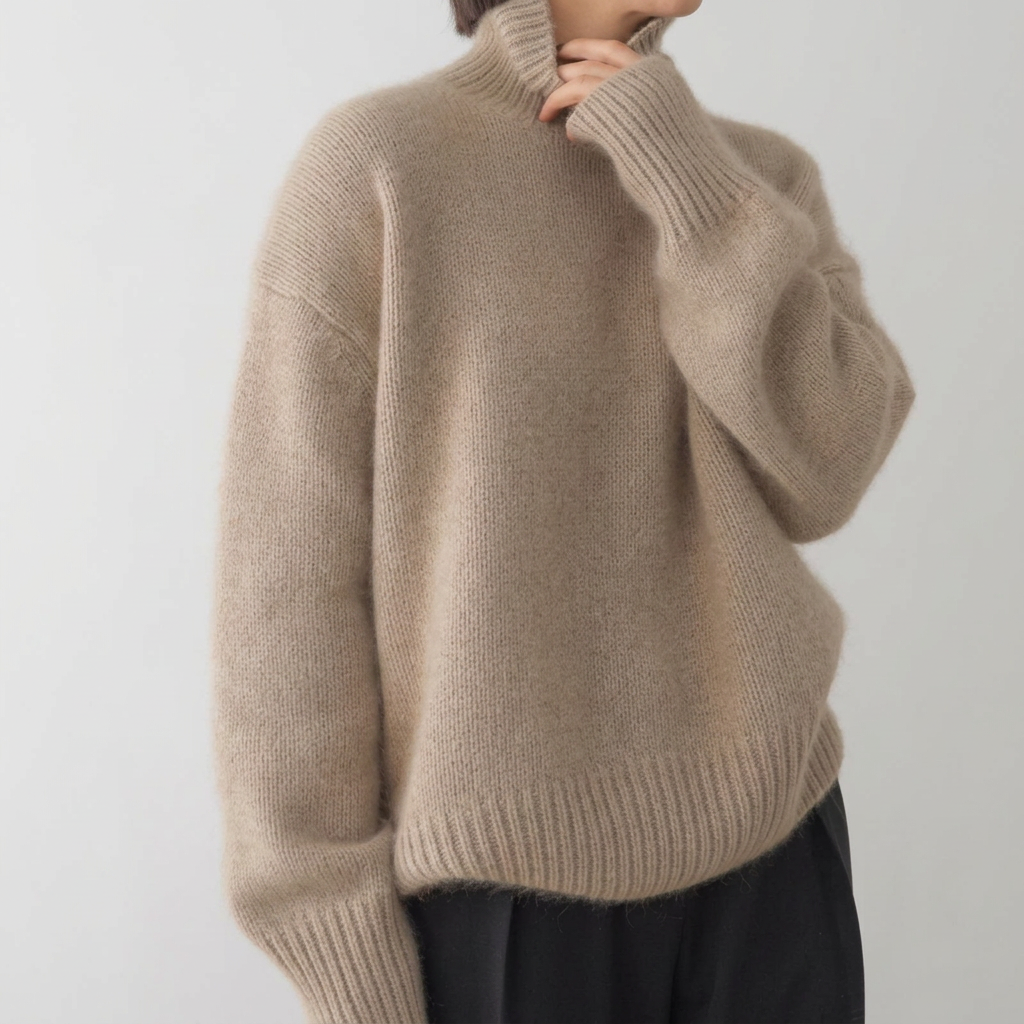 Turtleneck Sweater Soft Knit Solid Pullover