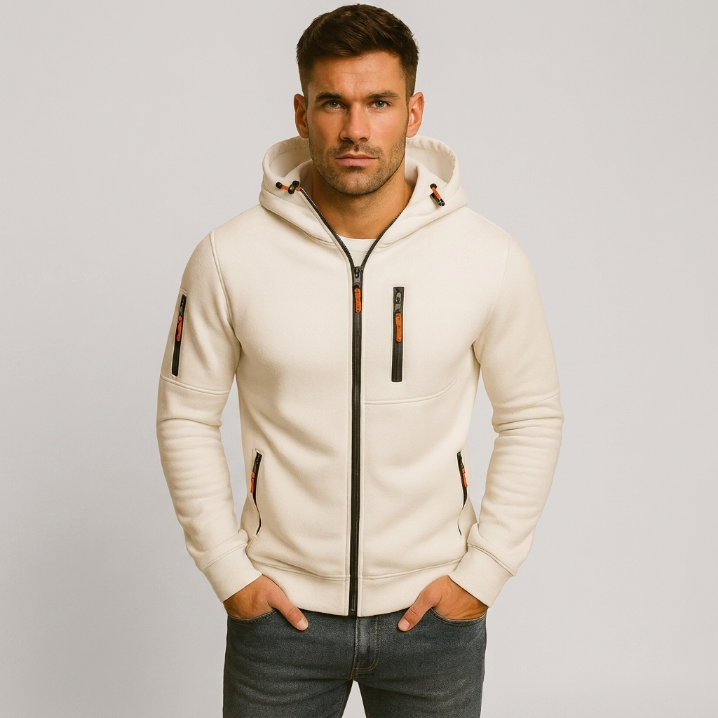 Zip Up Hoodie Adjustable Hood Pockets