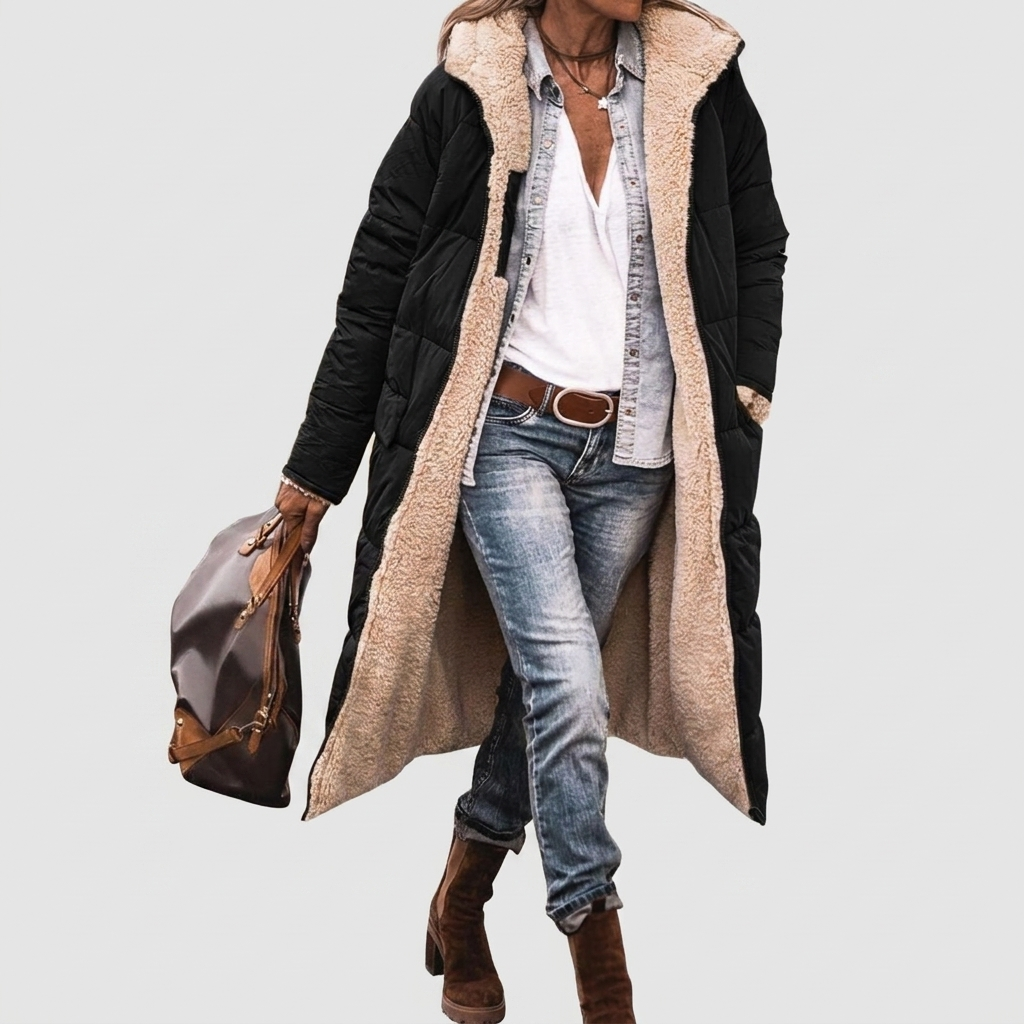 Reversible Winter Coat Longline Double-Sided