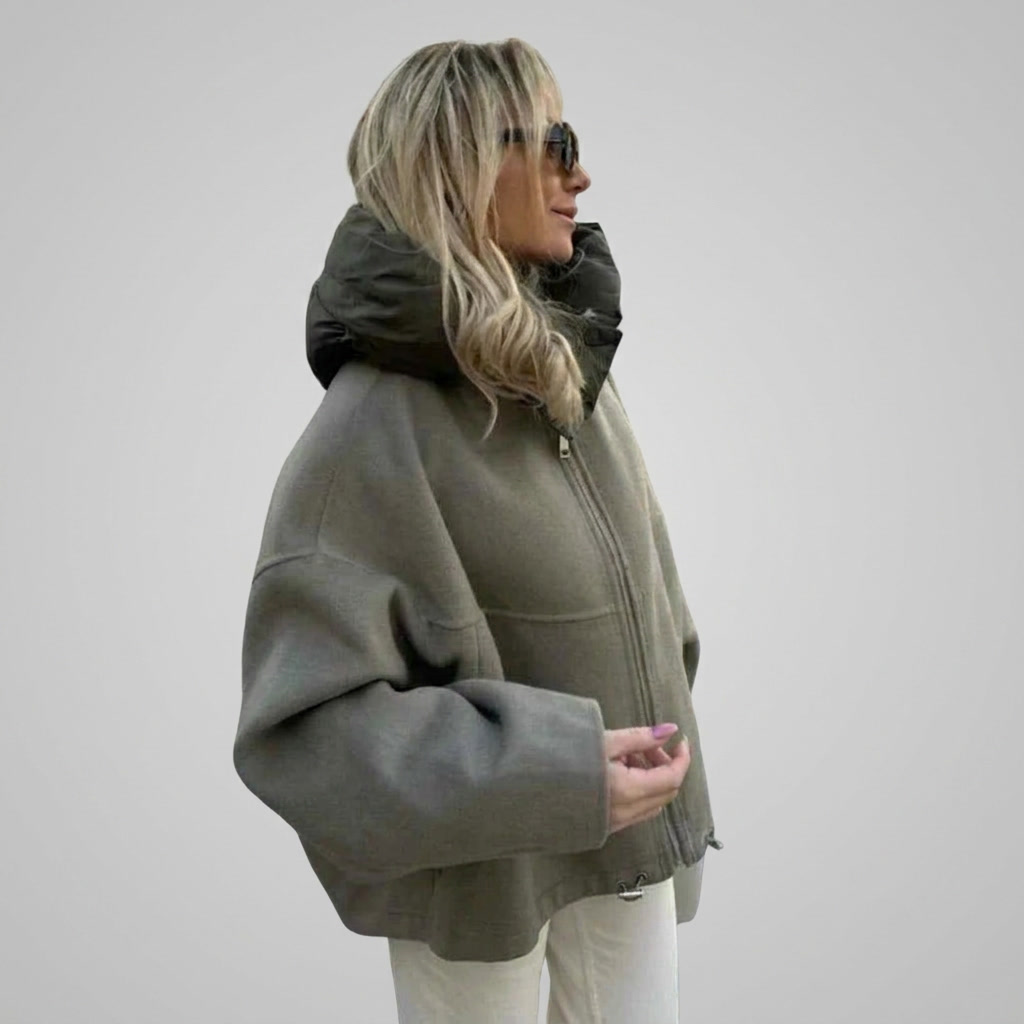 Quilted Jacket Oversized Hooded Zip