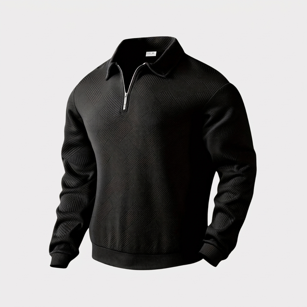 Quarter Zip Sweater Geometric Print Knit