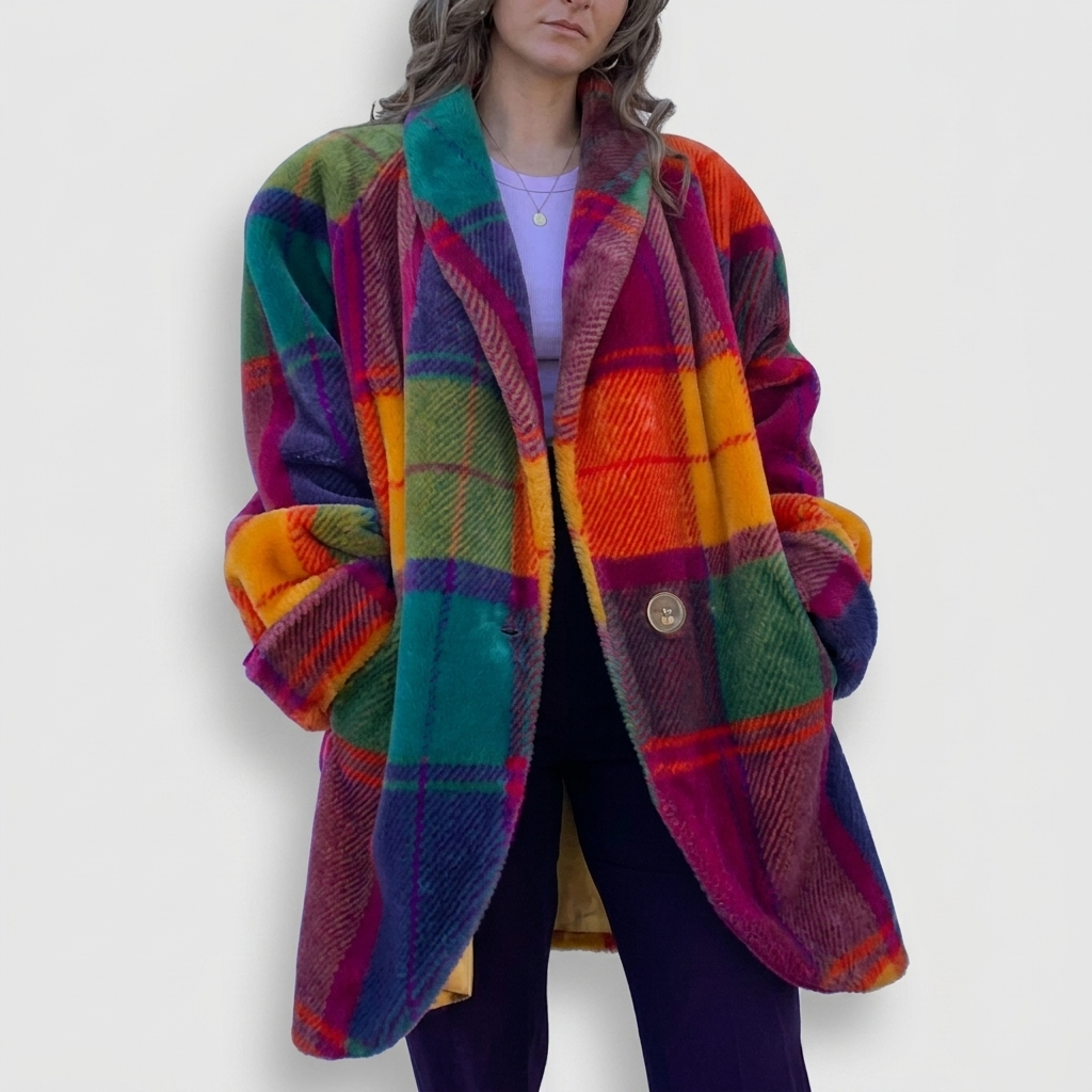 Plaid Coat Oversized Longline Check