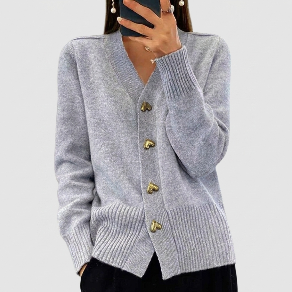 Minimalist Cardigan Buttoned Straight Cut