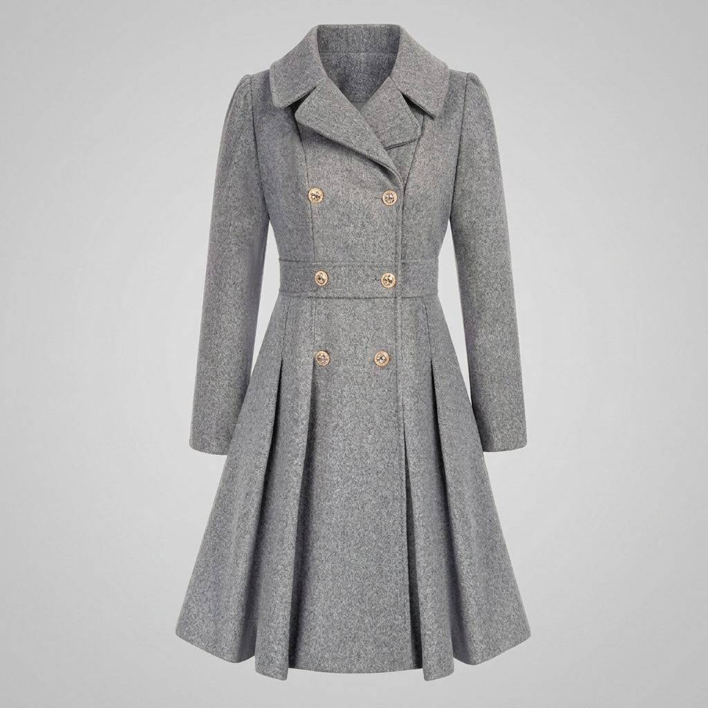 Lapel Collar Coat Knee Length