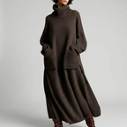 Knit Maxi Dress High Neck Long Sleeve