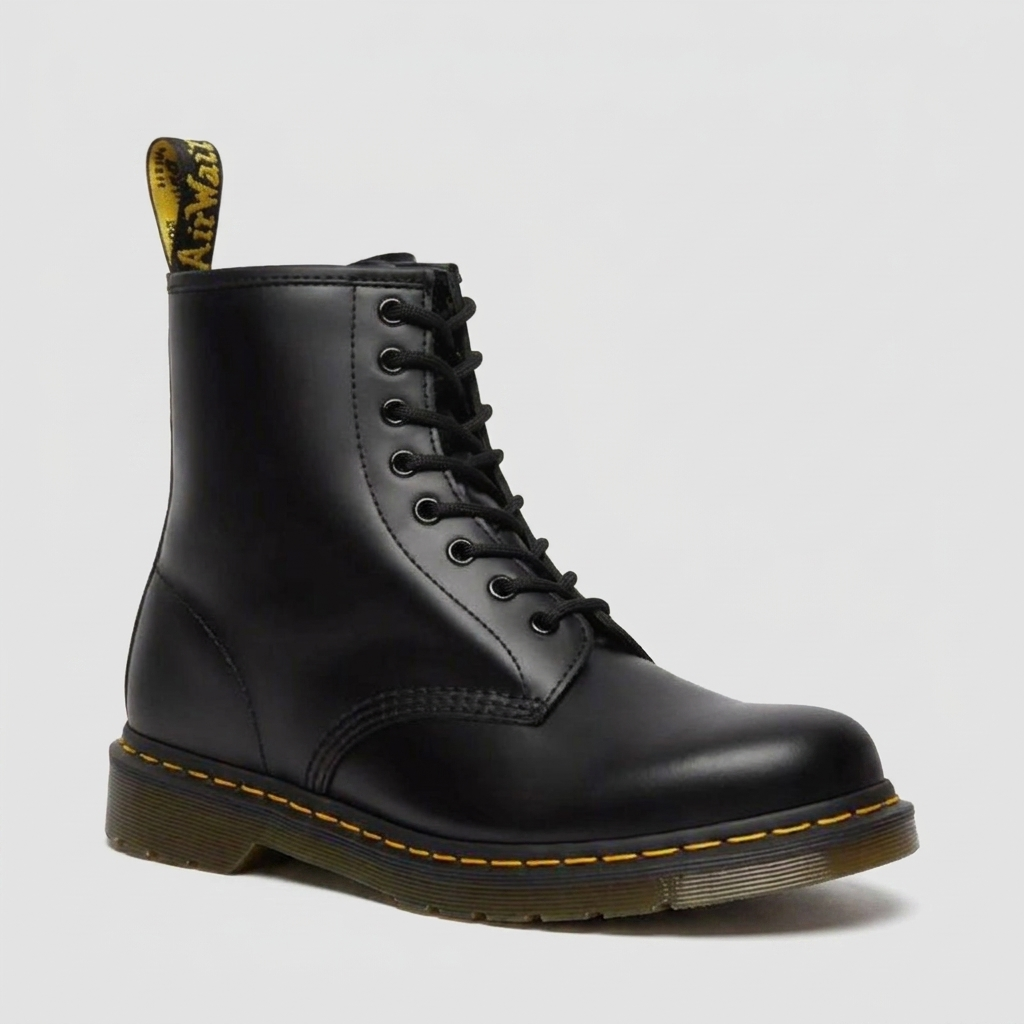 Lace Up Boots Leather-Look Rubber Sole