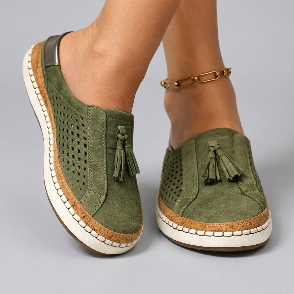 Orthopedic Slip-On Shoes Breathable Tassel Detail