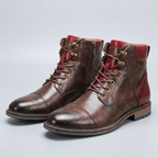 Zip Lace Boots Round Toe