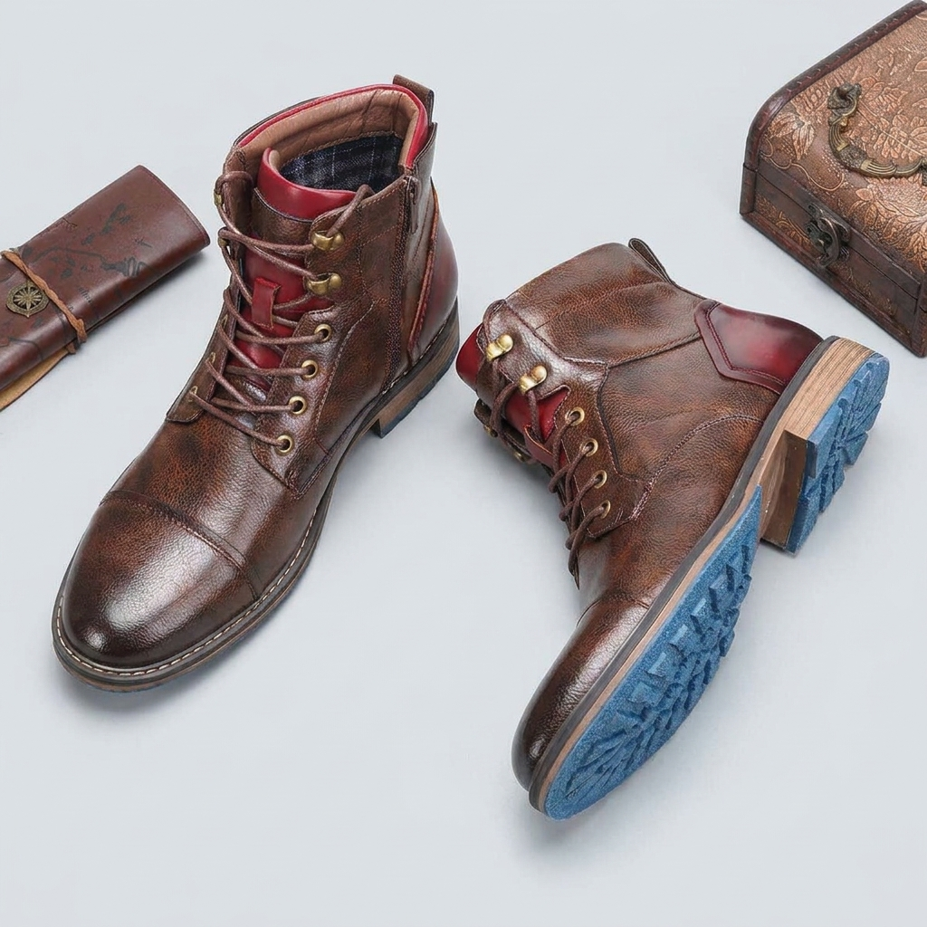 Zip Lace Boots Round Toe
