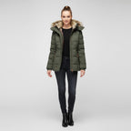 Fitted Fur-Hood Jacket Quilted Puffer