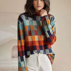 Detail of textured patchwork knit.