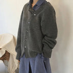 Soft knit sweater breathable pullover, knit texture detail in brown, grey and green.