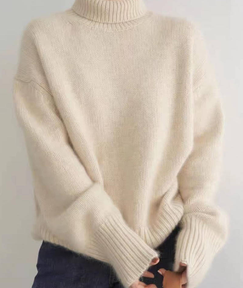 Soft knit turtleneck sweater knit texture close-up