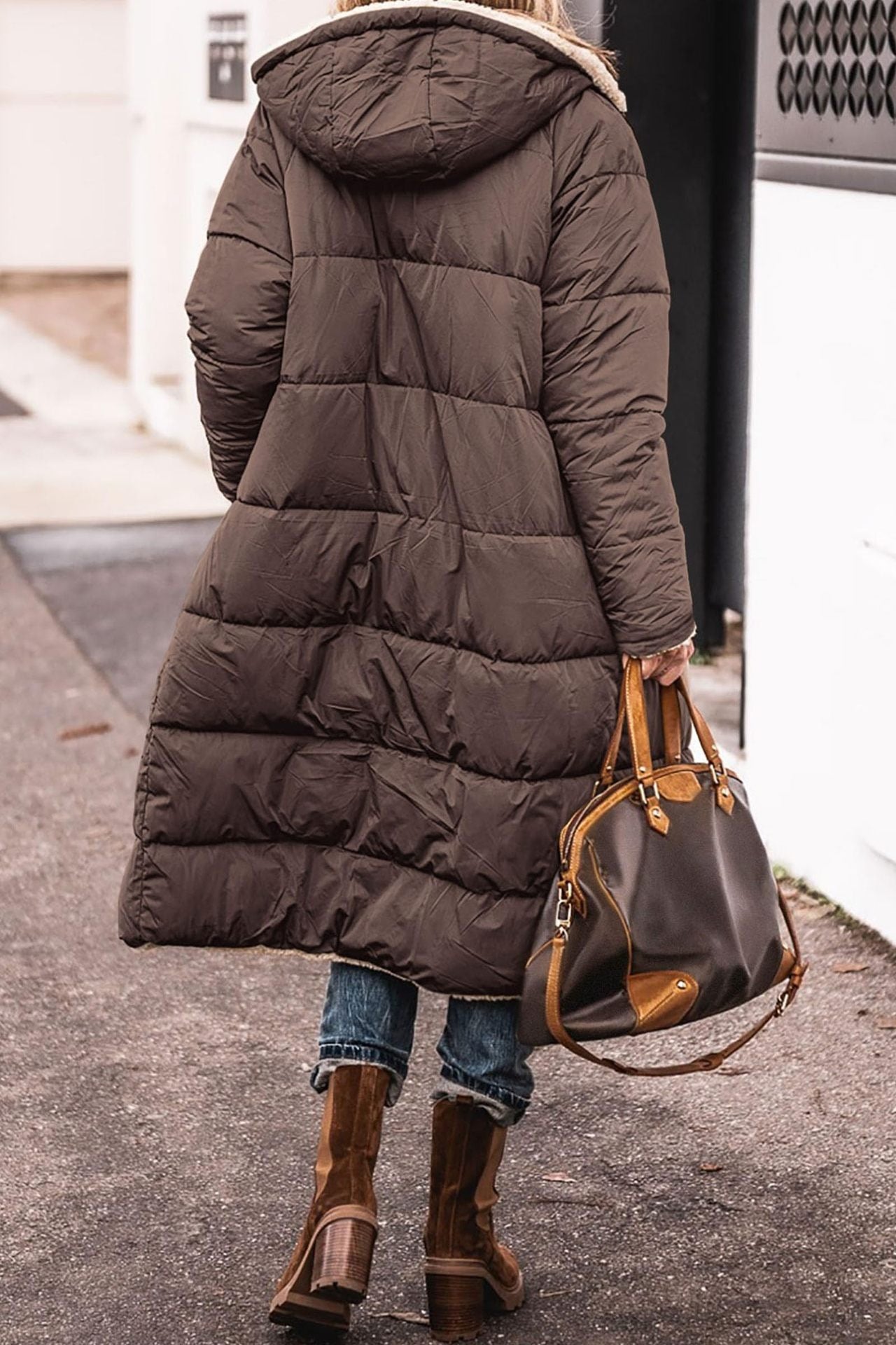 Reversible winter coat longline double-sided design, gallery view 5