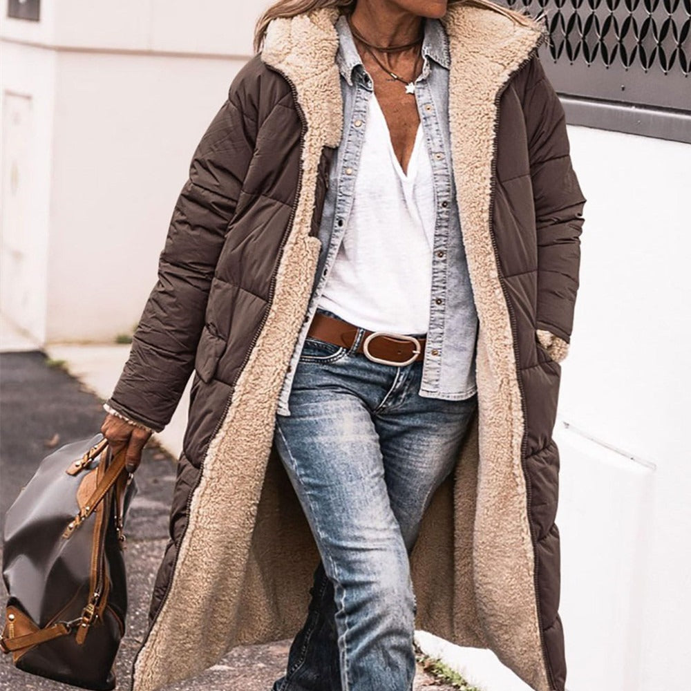Reversible winter coat longline double-sided design, gallery view 4
