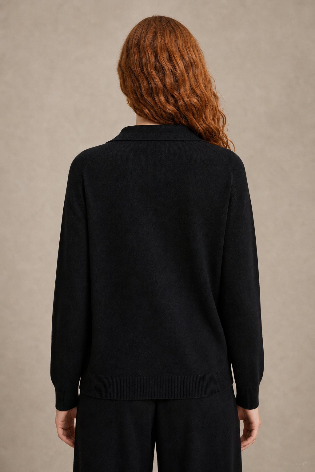 Polo knit set with soft knit pullover and high-waist harem pants, view 13