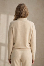 Polo knit set with soft knit pullover and high-waist harem pants, view 8