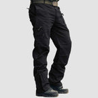 Ripstop tactical cargo pants in Black with nine pockets and a straight leg.