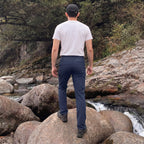 Dark Blue ripstop cargo pants with six pockets, water resistant hiking trousers