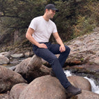 Dark Blue ripstop cargo pants with six pockets, water resistant hiking trousers