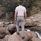 Light Grey ripstop cargo pants with six pockets, water resistant hiking trousers