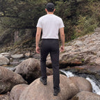 Black ripstop cargo pants with six pockets, water resistant hiking trousers