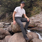 Dark Grey ripstop cargo pants with six pockets, water resistant hiking trousers