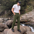 Army Green ripstop cargo pants with six pockets, water resistant hiking trousers