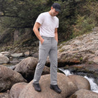 Light Grey ripstop cargo pants with six pockets, water resistant hiking trousers