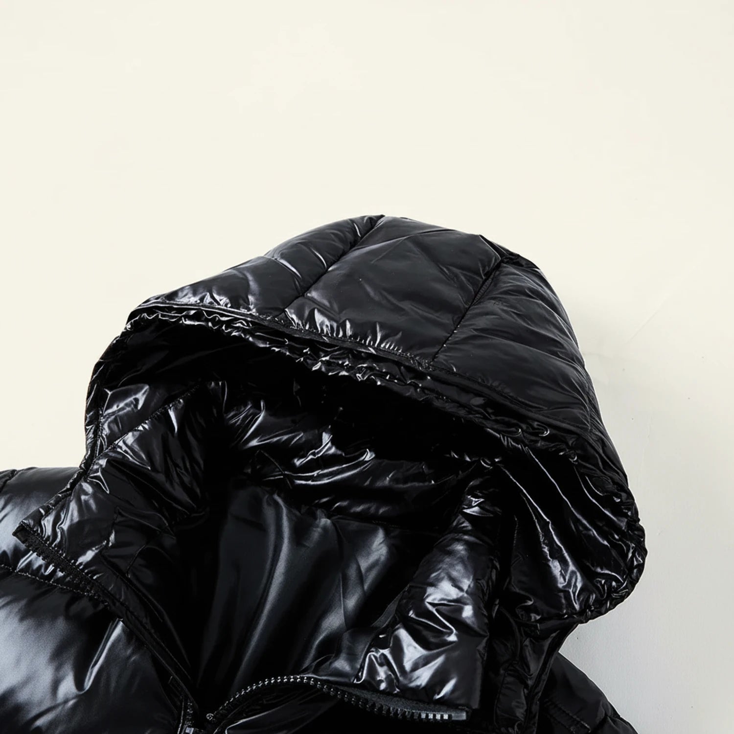 Glossy Hooded Jacket Quilted Puffer