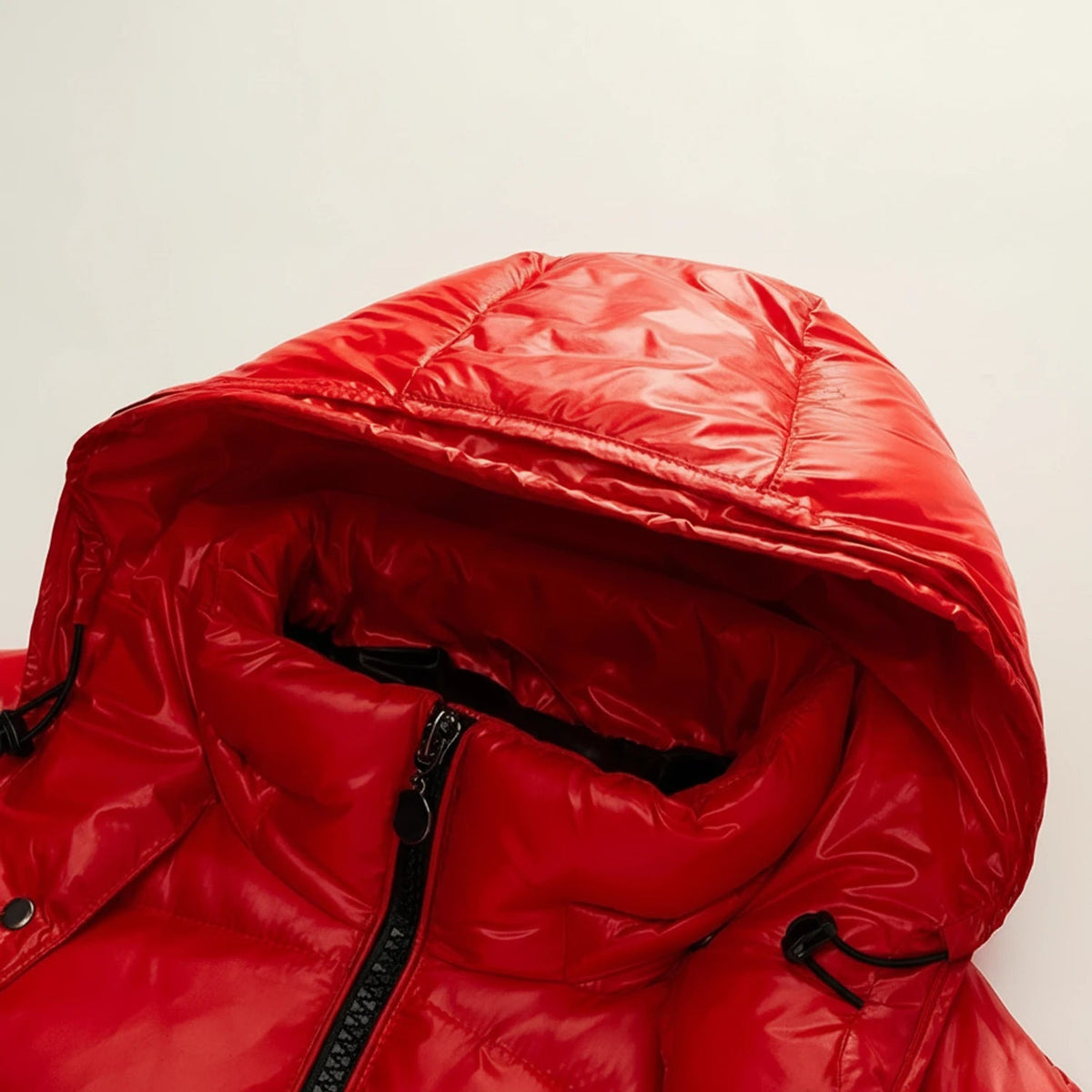 Glossy Hooded Jacket Quilted Puffer