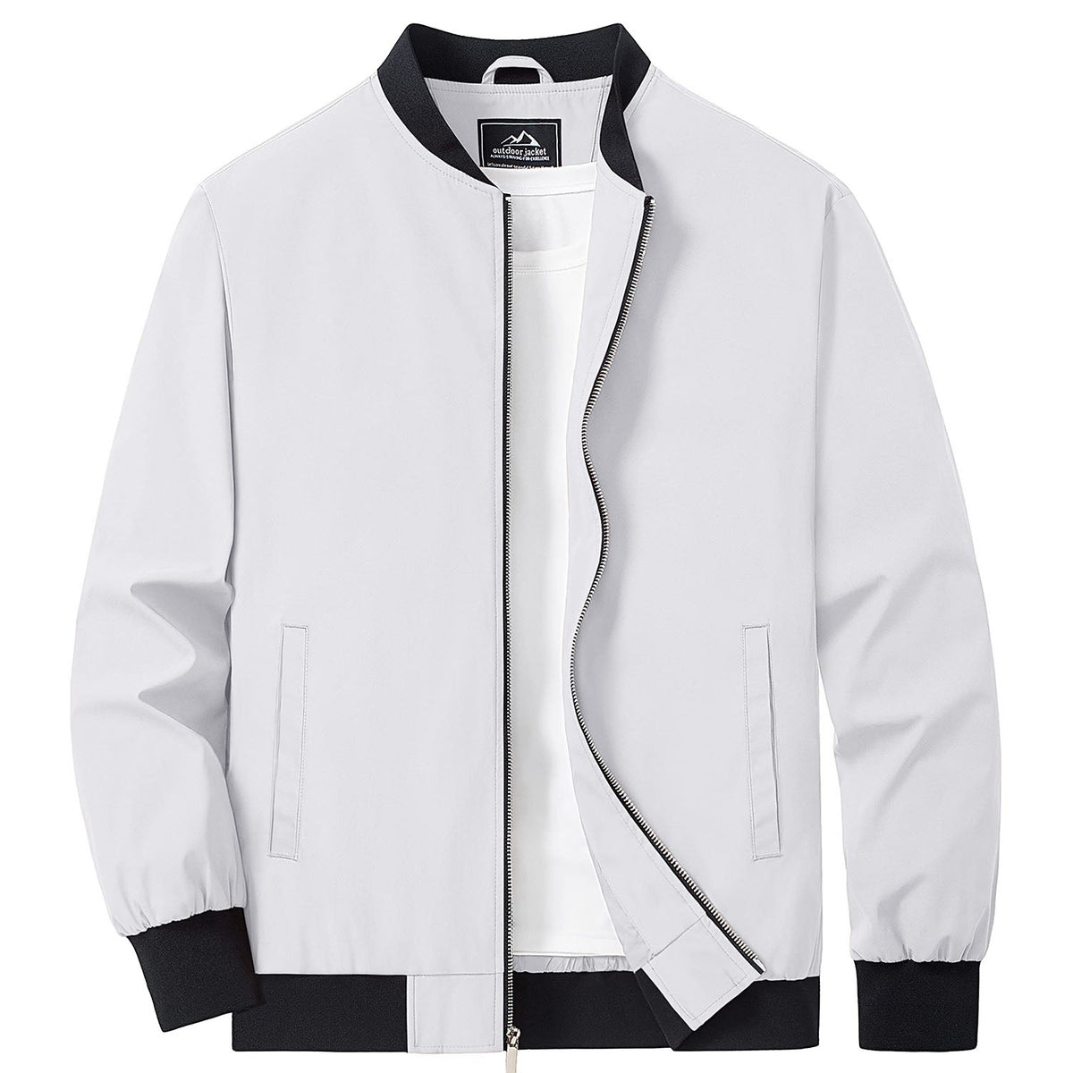 Bomber jacket windbreaker in Dark Orange, ribbed collar and cuffs with full zip front.