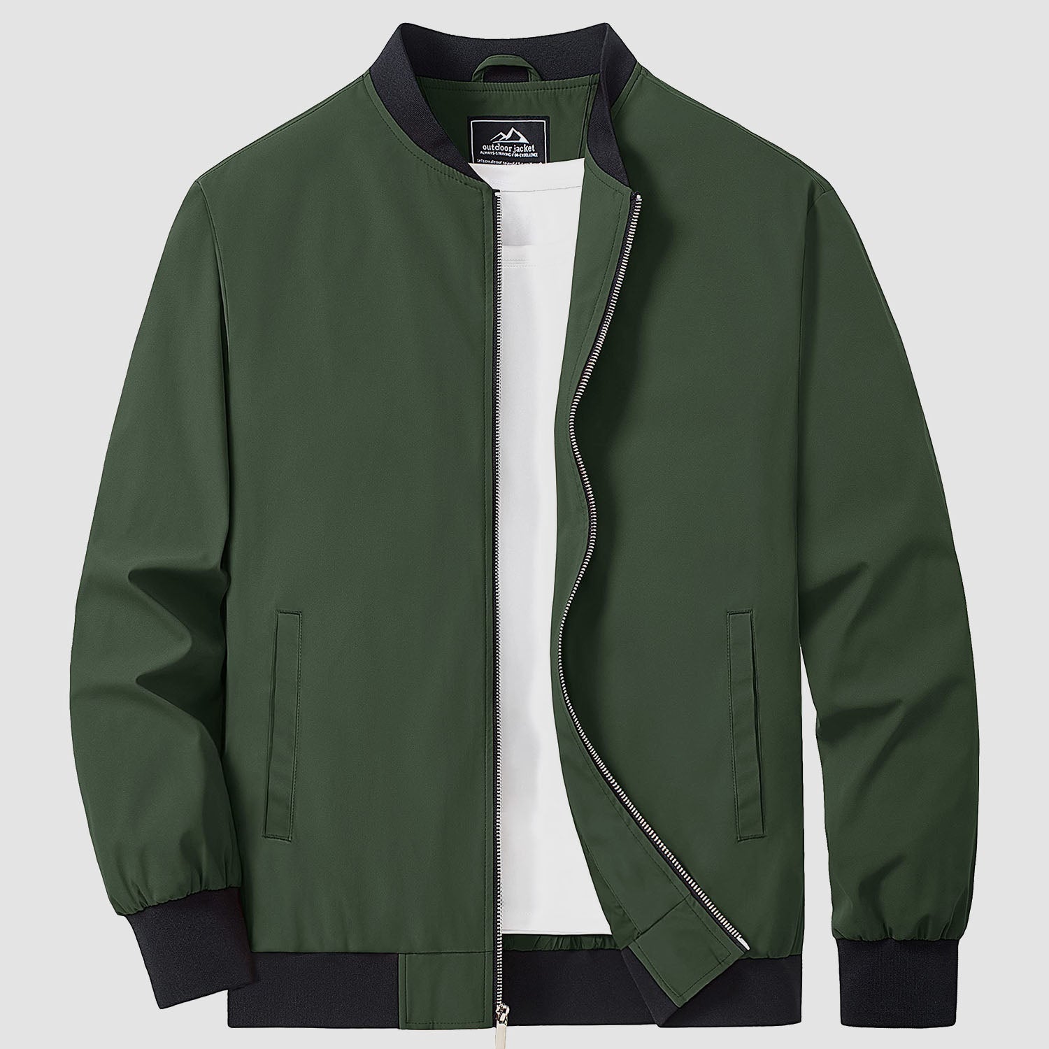 Bomber jacket windbreaker in Wine, ribbed collar and cuffs with full zip front.