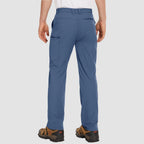 Blue ripstop cargo pants with six pockets, water resistant hiking trousers