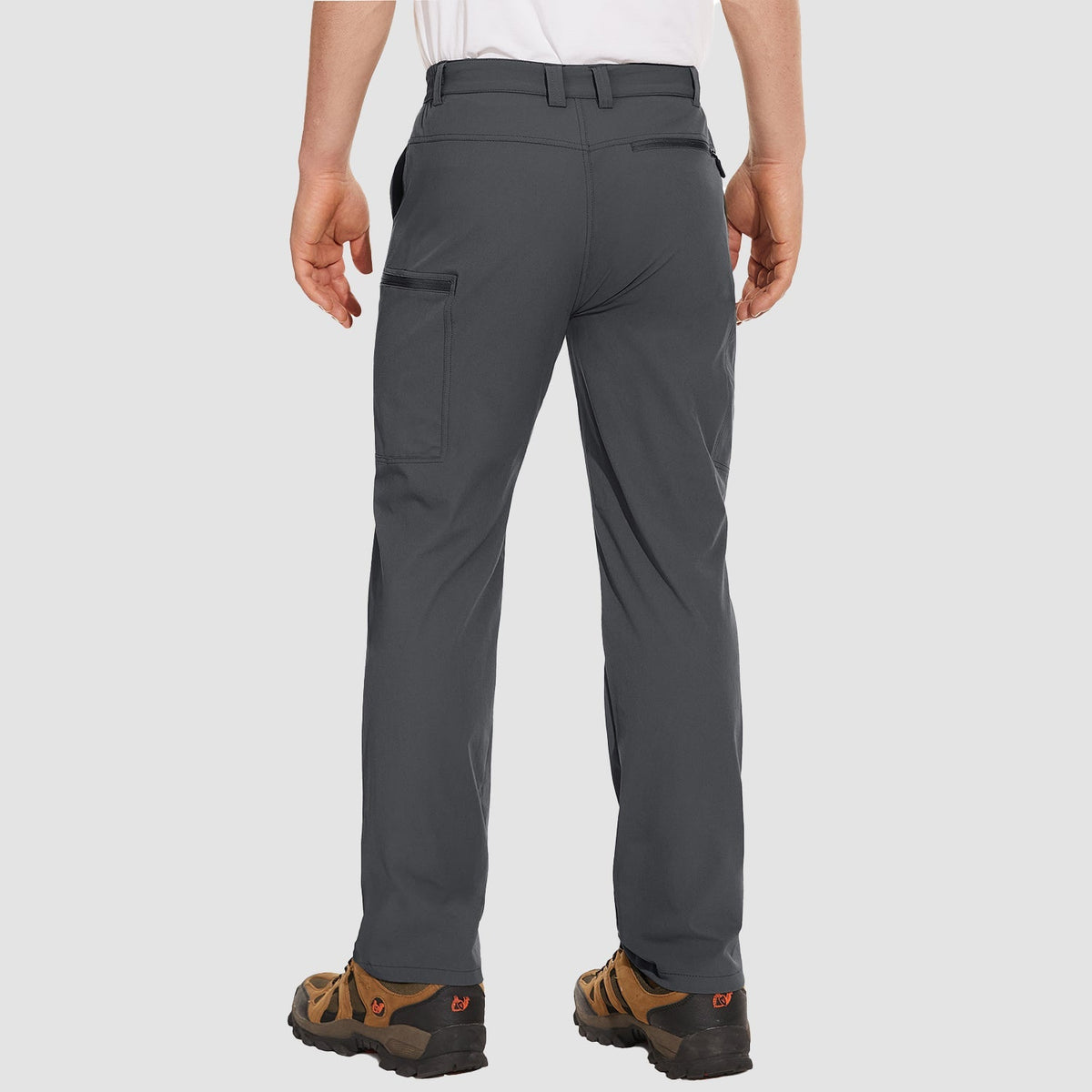 Dark Grey ripstop cargo pants with six pockets, water resistant hiking trousers