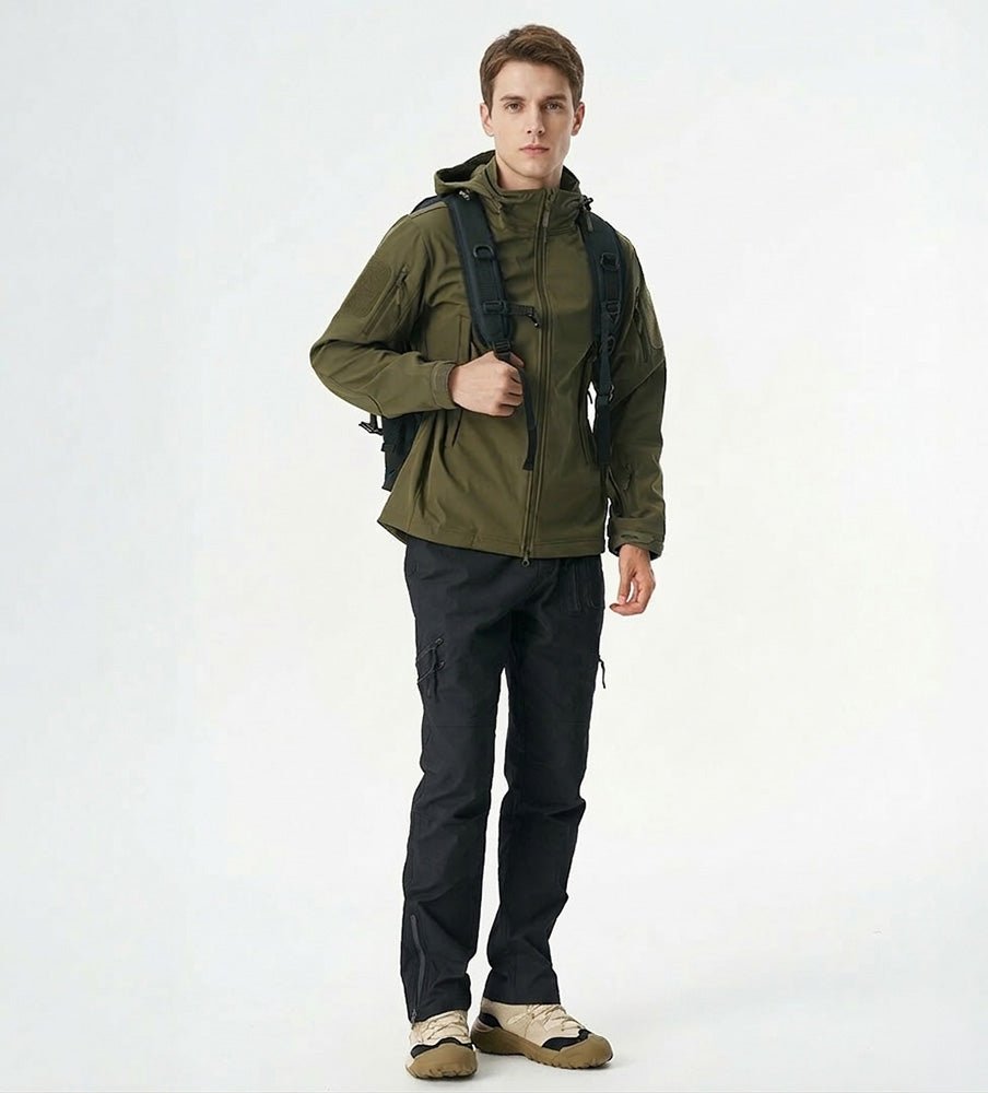 Tactical cargo pants worn outdoors