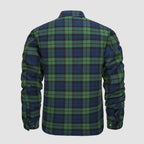 Quilted flannel jacket in yellow plaid with padded lining and button front