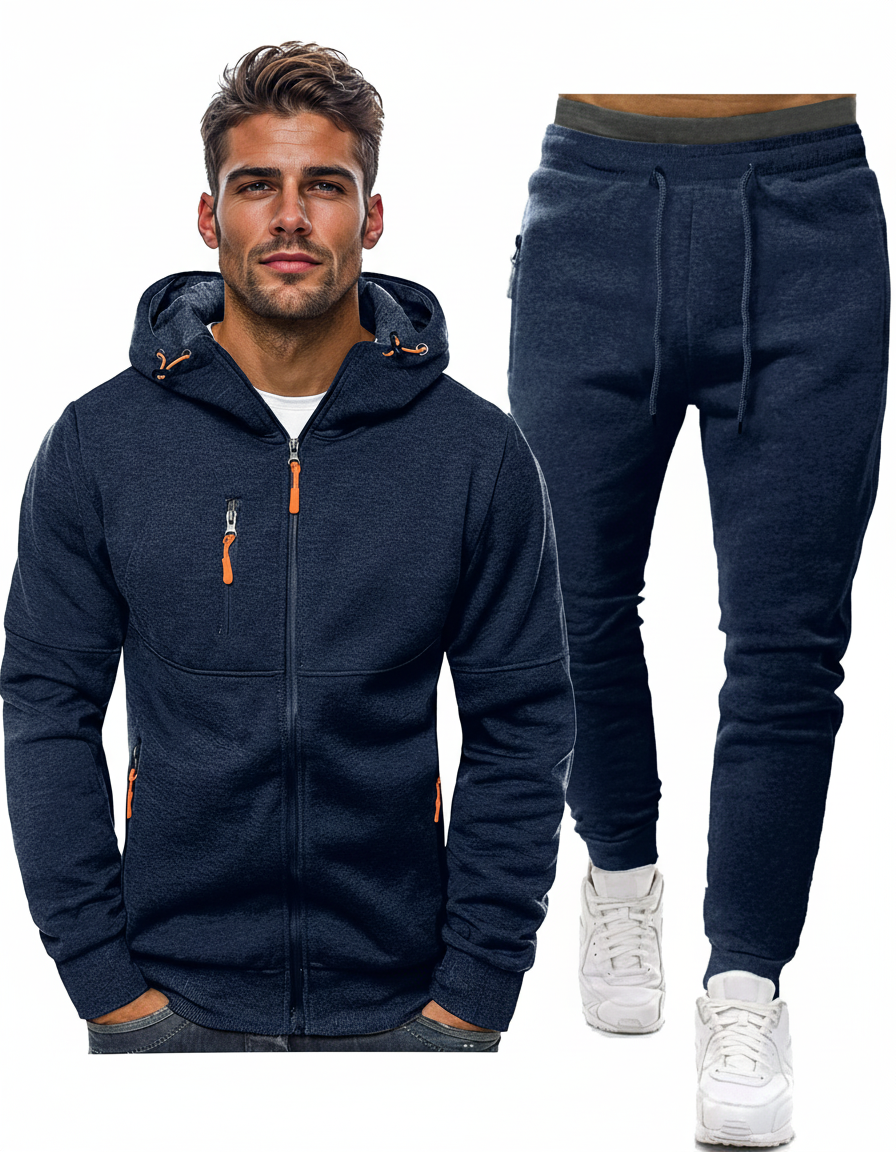 Tracksuit set slim fit breathable, matching pullover and joggers, gallery view 1