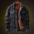 Fleece-lined denim jacket in black