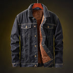 Fleece-lined denim jacket in black
