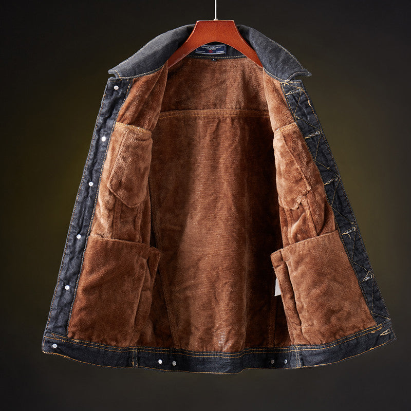Fleece-lined denim jacket side