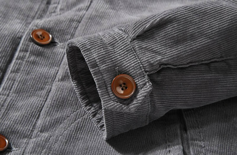 Corduroy jacket worn