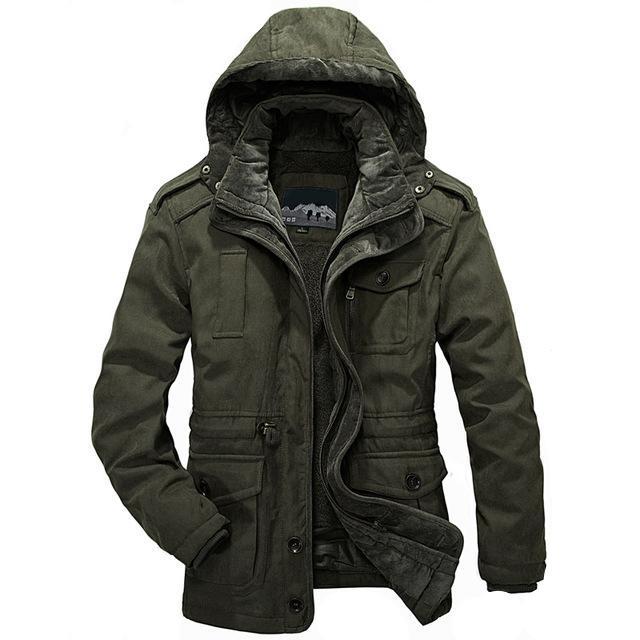 Heavy wool parka in army green