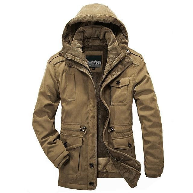 Heavy wool parka in khaki