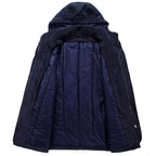 Heavy wool parka worn